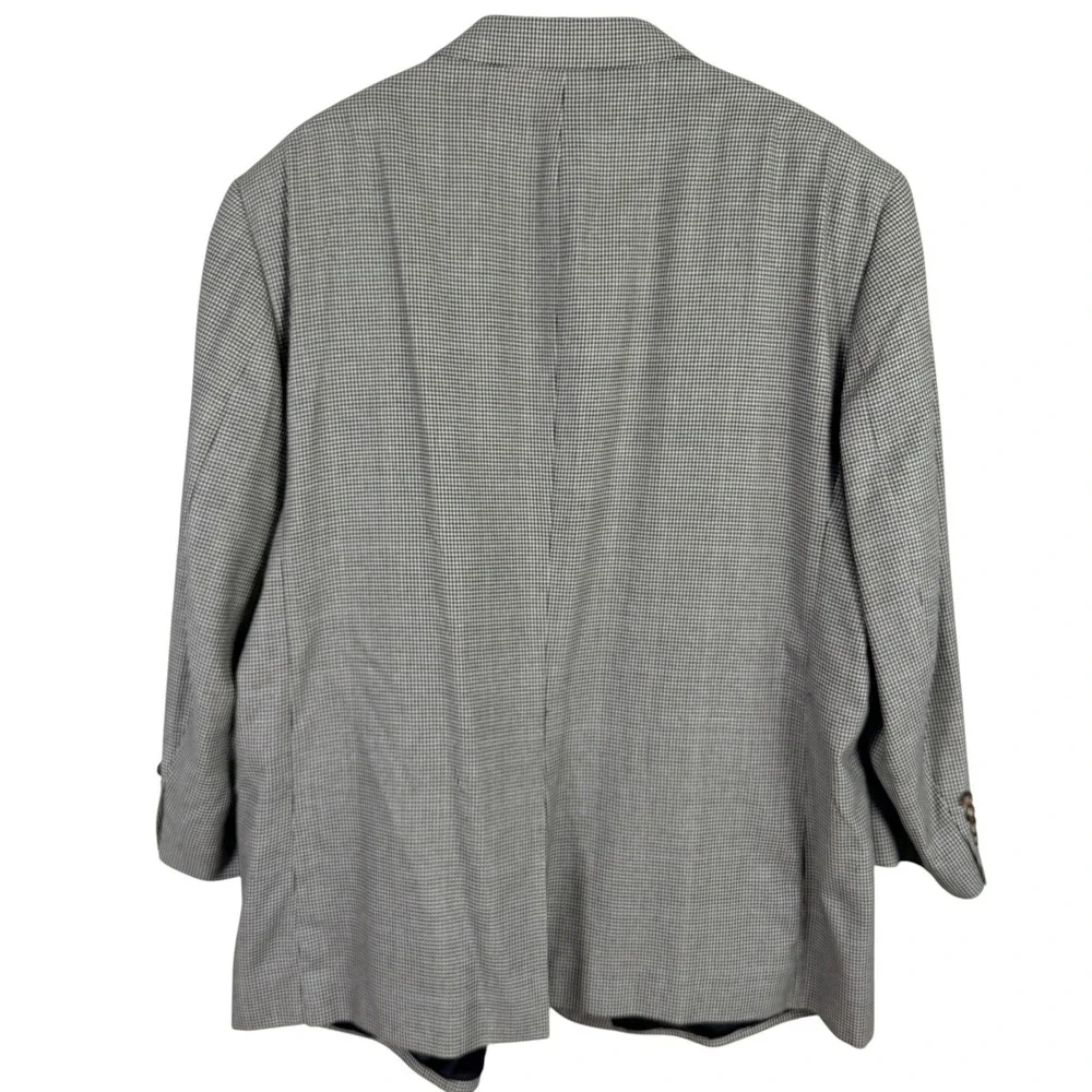 Jos. A. Bank Silk Wool Houndstooth Blazer Jacket Sport Coat Mens 52R Black White